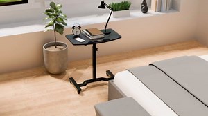 SHW 25" to 41" Height Adjustable Rolling Laptop Desk with Tilting Desktop for Home Office and Sofa Beside, Black