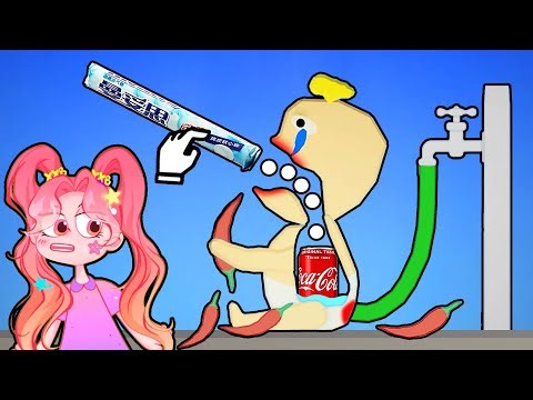 餵食模擬器 曼妥思和可樂一起餵寶寶，寶寶吐出一道原子沖擊波！Eating Simulator: Physics Food