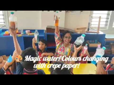 Magic water! 💧✨ Watch the colors change with crepe paper. 🎨😊