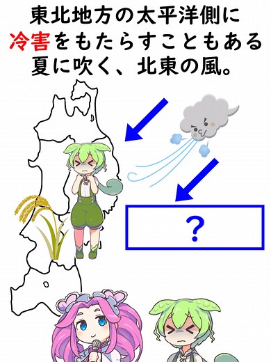 中学地理-高校入試に出た地理の用語（２）東北地方の太平洋側に冷害をもたらすこともある