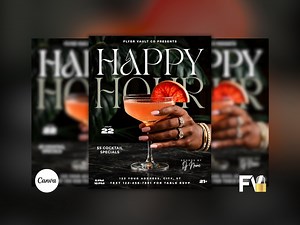 Happy Hour Drink Specials Flyer, Club & Lounge Promotion, Editable Canva Template - Etsy