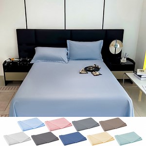 Under $5 Clearance! InsCrazy Bed Sheet, 100% Cotton Household Solid Color, Soft and breathable Bed Sheet Piece 66 x 96"