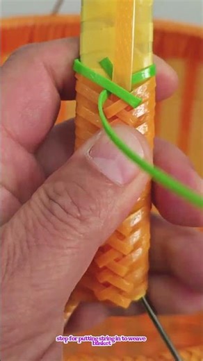 step for putting string in to weave basket