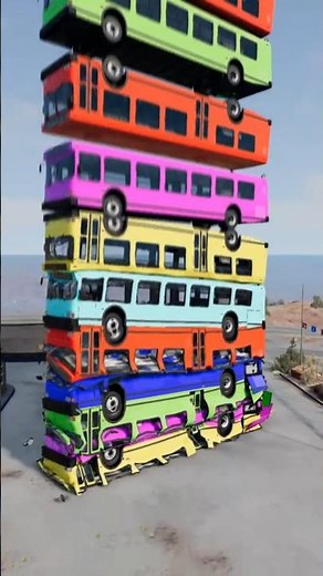 Rainbow Coloured Cars & Buses Massive Fall Crash #5 🌈💥 | BeamNG Drive