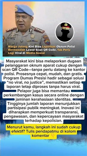 Dumas Presisi: Lapor Polisi Kini Cukup Scan QR Code #viral #beritaterkini #fyp