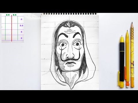 DALI MASK from Money Heist drawing》how to draw Dali mask》#moneyheist #pencildrawing #asmrart