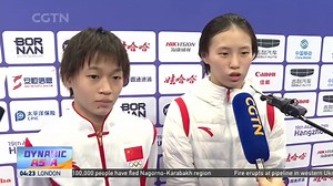 🎙️On the Move with Mandan 🇨🇳 China's Quan Hongchan & Chen Yuxi earned their first Asian Games title in the women's synchronized 10-meter platform. Sports Scene reporter Zhu Mandan talked to Quan and Chen after the triumph. | CGTN Sports Scene