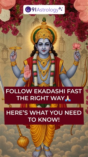 22 reactions | Follow Ekadashi Fast the right way ✅✅ [ekadashi, vrat, rules to follow, lord Vishnu, auspicious, blessings, Ekadashi fast, astrology] #ekadashi #ekadashivrat #lordvishnu #vishnu #auspicious #blessings #reels #reelsforyou #foryoupage #astrology #91astrology | 91 Astrology | Facebook