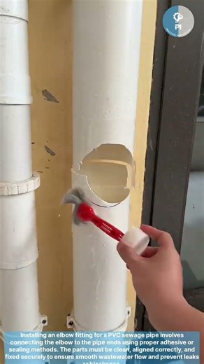 Installing PVC elbow for sewage pipe #construction