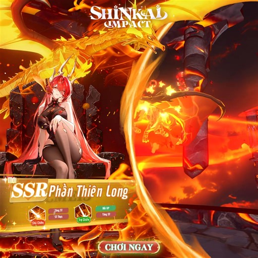 🔥 PHẦN THIÊN LONG - CƠN THỊNH NỘ CỦA HỎA LONG NHÂN 🔥 Ngủ yên hàng ngàn năm giữa biển lửa vĩnh hằng, Phần Thiên Long thức tỉnh, mang theo cơn thịnh nộ nguyên thủy đủ sức thiêu rụi chiến trường chỉ trong một hơi thở. Là Ma Linh SSR hiếm đầu tiên, Phần Thiên Long không chỉ đại diện cho sức mạnh tuyệt đối, mà còn là ngọn lửa mở ra kỷ nguyên chiến đấu bùng nổ cho các Cơ Trưởng. 🐉 THÔNG TIN MA LINH ✦ Tên: Phần Thiên Long ✦ Phẩm chất: SSR 🔥 KÝ NĂNG NỔI BẬT ✦ Chủ Chiến: Triển khai Thánh Địa Rồng Lửa