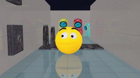 Pacman crazy maze adventure with Among Us and Siren Head