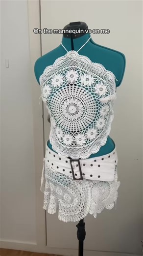 One of my favourite thrift flips from this year made with upcycled doily’s #thriftflip #upcycledfashion #sustainablefashion