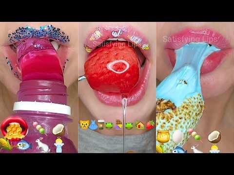 Satisfying ASMR Eating Emoji Food Compilation Mukbang