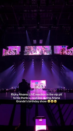 Ricky Álvarez reaction to 'thank u, next' at Ariana Grande birthday show
