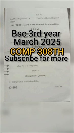 hpu bsc 3rd year COMP 308TH software Engineering question paper 2025.#hpu #previousyearquestion
