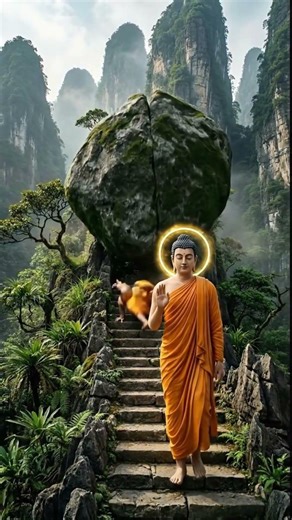 He carried the weight of the world... until Buddha said "Let Go". 🪨#buddha #lettinggo #zen#peace