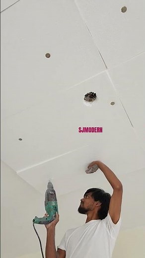 Fall Ceiling installation. Step -1 , For Heat Resistant, Using Thermocol Before Gypsum