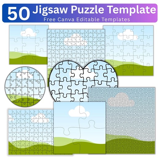 Jigsaw Puzzle Canva Frame Template, Canva Editable Frame, Printable Frame, Jigsaw Puzzle Template, Digital Download - Etsy