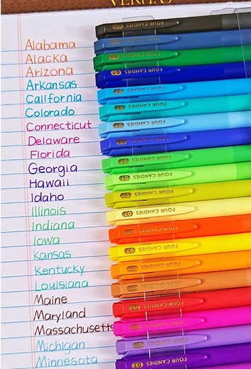 It's really too fast, too fast😭😭 the 50 States song challenge, can you do it ?👀#50states #tiktokshop #fourcandies #pen #tiktokshop