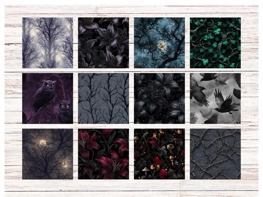 Dark Gothic Forest Digital Paper: Seamless Scrapbook Patterns (digital Download) - Etsy