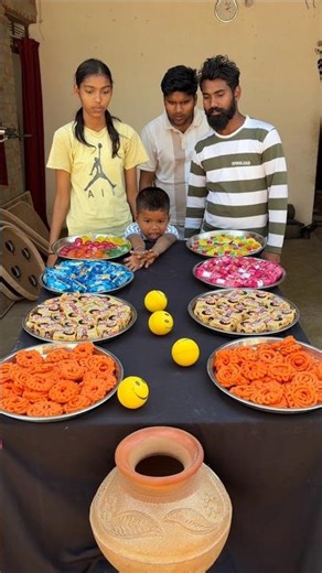 Best Family Four members ball roll in the matka with gifts 🎁 items game challenge #funny #shorts