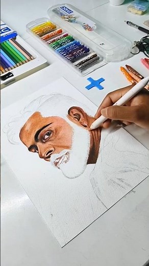 Realistic Shading with Oil Pastel 😲#drawing #sketch #krishnadrawing #viratkohli