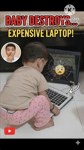 Cute baby Laptop todne ke baad Chupkese usko chhupate huye 🤣 #babyreaction #veryfunny #baby #shorts