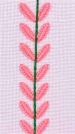Simple Leaf Vine Embroidery Stitch 🌿 #embroidery #shorts #viral #trending #youtubeshorts