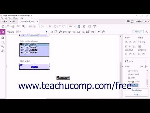 Acrobat Pro DC Tutorial Setting Form Field Tab Order - Adobe Acrobat Pro DC Training Tutorial Course