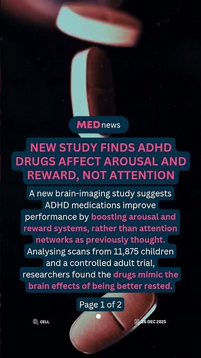 🧠 ADHD stimulants alter arousal and reward, not attention as thought #adhd #mentalhealth #healthnews