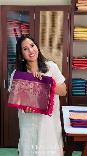 Treasures By Prakrithi on Instagram: "Product code : BSP1 , BSP2, BSP3, BSP4, BSP5 ✨ Timeless Banarasi Craftsmanship ✨ A premium quality semi Banarasi saree crafted in an elegant, lightweight fabric with rich antique gold zari weaving 💫 The body perfectly highlights the grand one-sided border and richly woven pallu, adorned with traditional Banarasi designs — a classic drape that reflects understated grandeur and timeless elegance. 📩 WhatsApp: +91 90740 79534 🌐 www.prakri