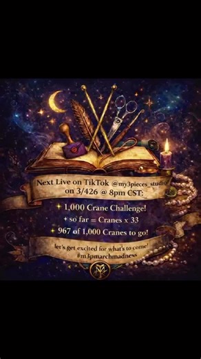 Next #origamicrane live is 3/5/26 8pm CST some fun announcements! Who’s ready ? #m3pmarchmadness #minnesotamade #amcrafting #staykuhl