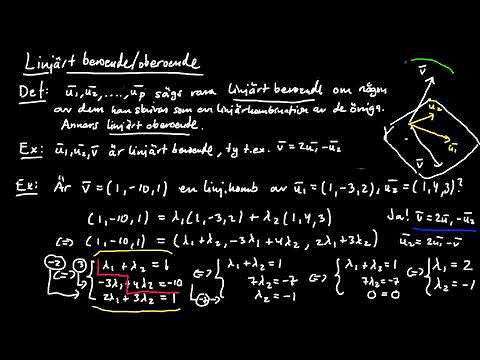 Centrala begrepp del 1 - linjärt beroende/oberoende, definition