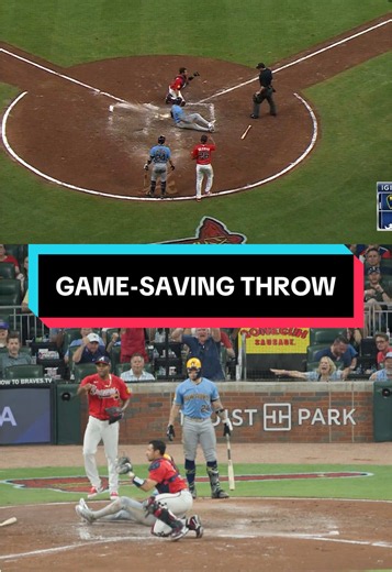 Eli White delivered a perfect throw to cut down the tying run at home 👏 One batter later, the Atlanta Braves closed out the win! #mlb #baseball #braves
