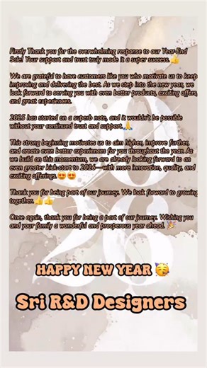 Good bye 2025 Welcoming 2026..💐💐#srddesigners #2026 #clothingstore #boutique #kukatpallydesigner | Sri R&D Designers