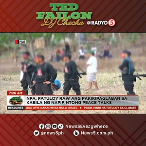 #TedFailonandDJChaCha | Magpapatuloy ang armed struggle ng New People’s Army sa kabila ng kasunduan ng pamahalaan at mga rebelde na ituloy ang usaping pangkapayapaan. For more latest stories, visit us at www.news5.com.ph | 105.9 True FM