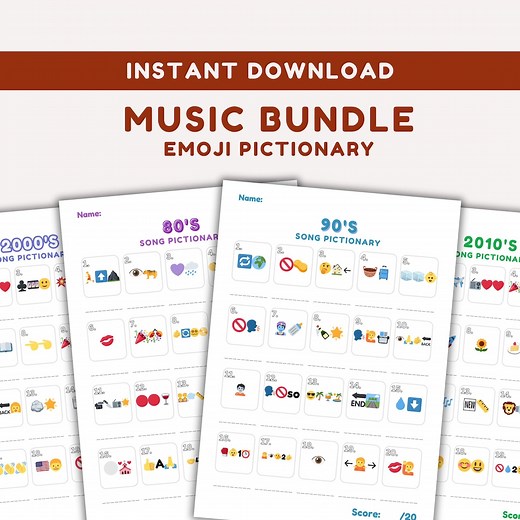 Music Emoji Pictionary Quiz: 80s-2010s Trivia Game (digital Download) - Etsy