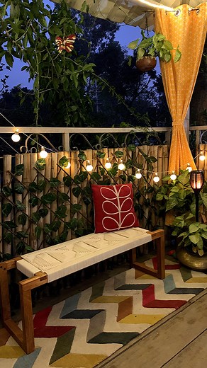 Woven bench from @malwale.in 🤗 🍀PRODUCT DETAILS: - Hand woven with 4 mm braided cotton cord - Bench structure is made up of American Oak ✨This elegant woven bench is available in multiple colours, explore @malwale.in for their amazing collection of woven furniture. . #gazebo #balconymakeover #wovenfurniture #wovenbench #handcrafted #balconygarden #patiodecor #outdoorseating #outdoorsetup #gardenparty #nightview #outdoorparty #patiodesign #patiofurniture #bedroomfurniture #viralvideos #viralree
