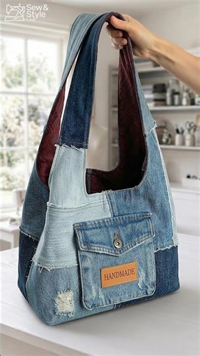 DIY Denim Tote Bag Idea + FREE SEWING PATTERN! 🧵✨