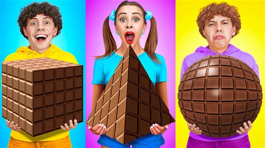 Geometric Shape Food Challenge - Eating Only One Shape