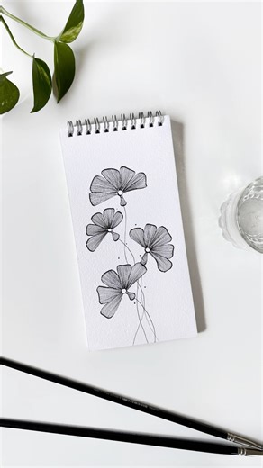 Flowers in my imagination!✨Used calligraphy pen for the first time✍️ Simple floral art #bookmark