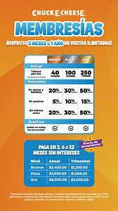 🎉 ¡Ya conoces nuestras Membresías Chuck E.! Comenta cuál tienes o cuál te gustaría tener 👇 🎁Y gana 15 tokens 📩 Revisa tu DM para recibir tu cupón | Chuck E. Cheese - Norte y Bajío
