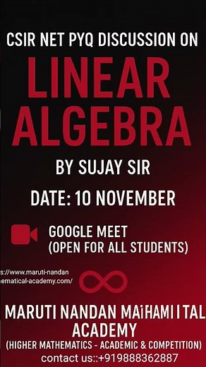 Don’t miss! CSIR NET Linear Algebra By Sujay Sir | Online Free for your concepts & score better!