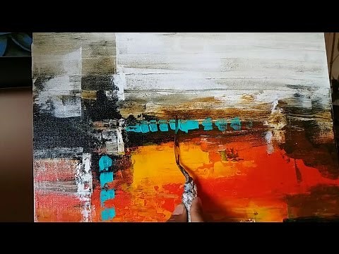 Acrylic Abstract Painting / EASY palette Knife techniques / Demonstration
