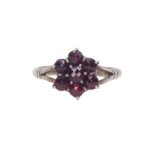 Vintage 1960s Rose Cut Pyrope Red Garnet Cluster Flower 800 Silver Ring Size 5.75 - Etsy