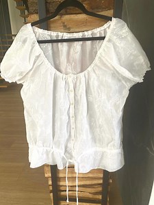 Vintage White Peasant-style Blouse – Yessica – UK 22–24 Boho Peasant Top – Floral Embroidery – Short Sleeves – Summer Prairie Style Shirt - Etsy