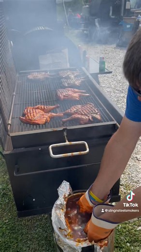 Dipping birds on the SNS Competition 60 Smoker With BBQ 42 Rotating Rack Pit on sale now for $6399 Visit the website at https://slingnsteelcustomsmokers.com/product/sns-competition-60-smoker-with-bbq-42-rotating-rack-pit/ Take your BBQ catering business to the next level with the highest quality commercial catering and competition equipment available A full selection of high-quality, long lasting BBQ catering trailers available at Sling’N’Steel BBQ Smokers Nationwide delivery and financing avail