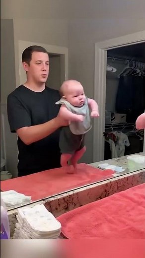 Dad take care of baby
