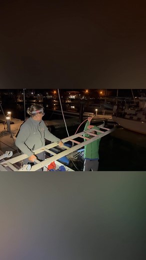 Vixen Racing stability incline test at 1am 🥱 slack tide and 1 kt of wind. Thanks Sharon and Deb for setting up the ladders and weight before boat captain Taylor and Naval Architect Brett arrived from Auckland. What sailors do between 11pm and 3am for the love of their boat and Rolex Sydney Hobart entry 🙌 Much thanks to Bay of Islands Marina - Opua for the loan of the rib 🙌 Brad and Charlotte for the ladders and Callisto on the same dock for helping out with their fuel jerry cans for weight 🙏