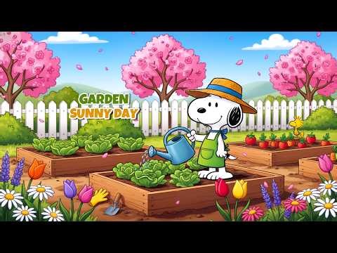 Spending a Sunny Spring Day with Snoopy 🌸🌿 Cozy Garden Moments, Fresh Air & Relaxing Jazz Vibes